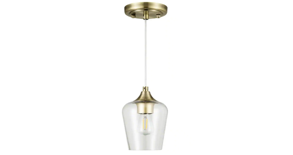 Merra 1-Light Antique Brass Pendant Ceiling Light with Glass Shade